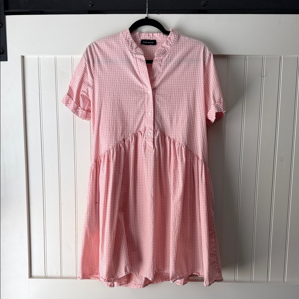 Pink Gingham Short Sleeve Dress large